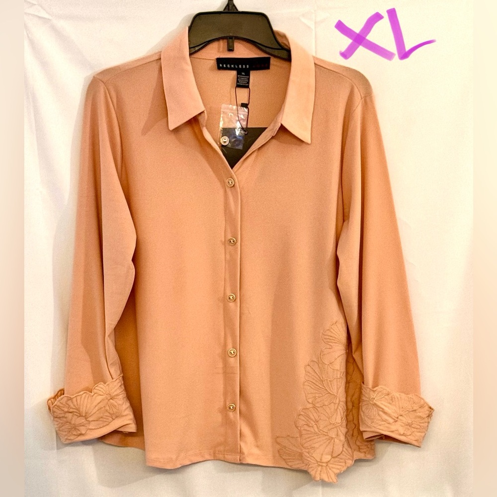 BECCA Women's Apricot Button Down Shirt